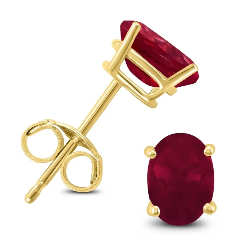 14K Yellow Gold 5x3MM Oval Ruby Earrings sold by Zulily