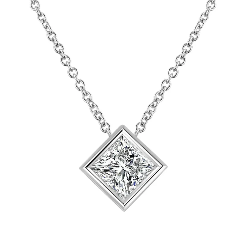 Auriya 14k Gold 3/4ctw Solitaire Princess-cut Diamond Necklace (I-J, VS1-VS2) - 0.75CT - White I-J sold by Zulily