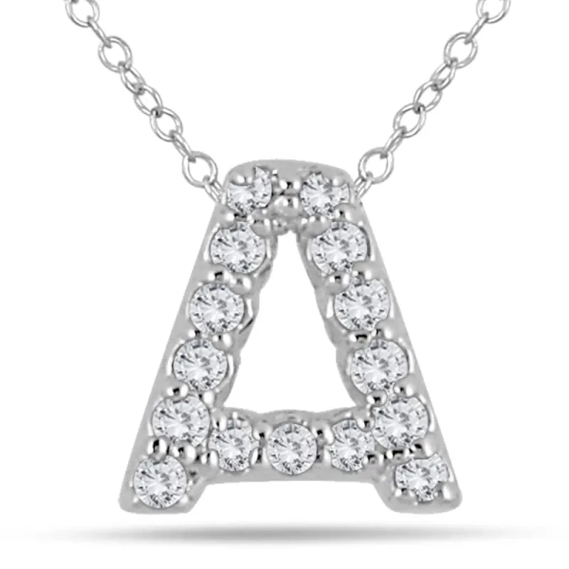 1/10 Carat TW A Initial Diamond Pendant in 10K White Gold sold by Zulily