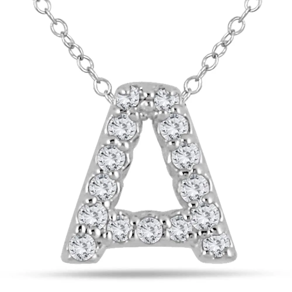1/10 Carat TW A Initial Diamond Pendant in 10K White Gold sold by Zulily