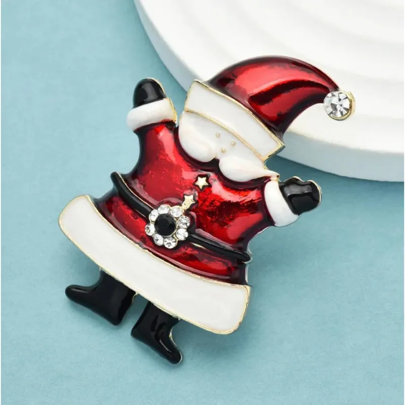 Don't AsK Jolly Santa Brooch Pin in Red and Black Enamel sold by Zulily