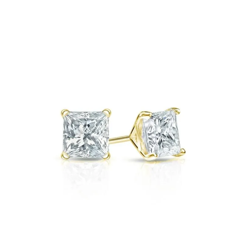 Auriya 14-karat Gold Lab Grown 0.30 carat TDW Princess Diamond Stud Earrings 4-Prong Martini Push-back sold by Zulily product image thumbnail 3
