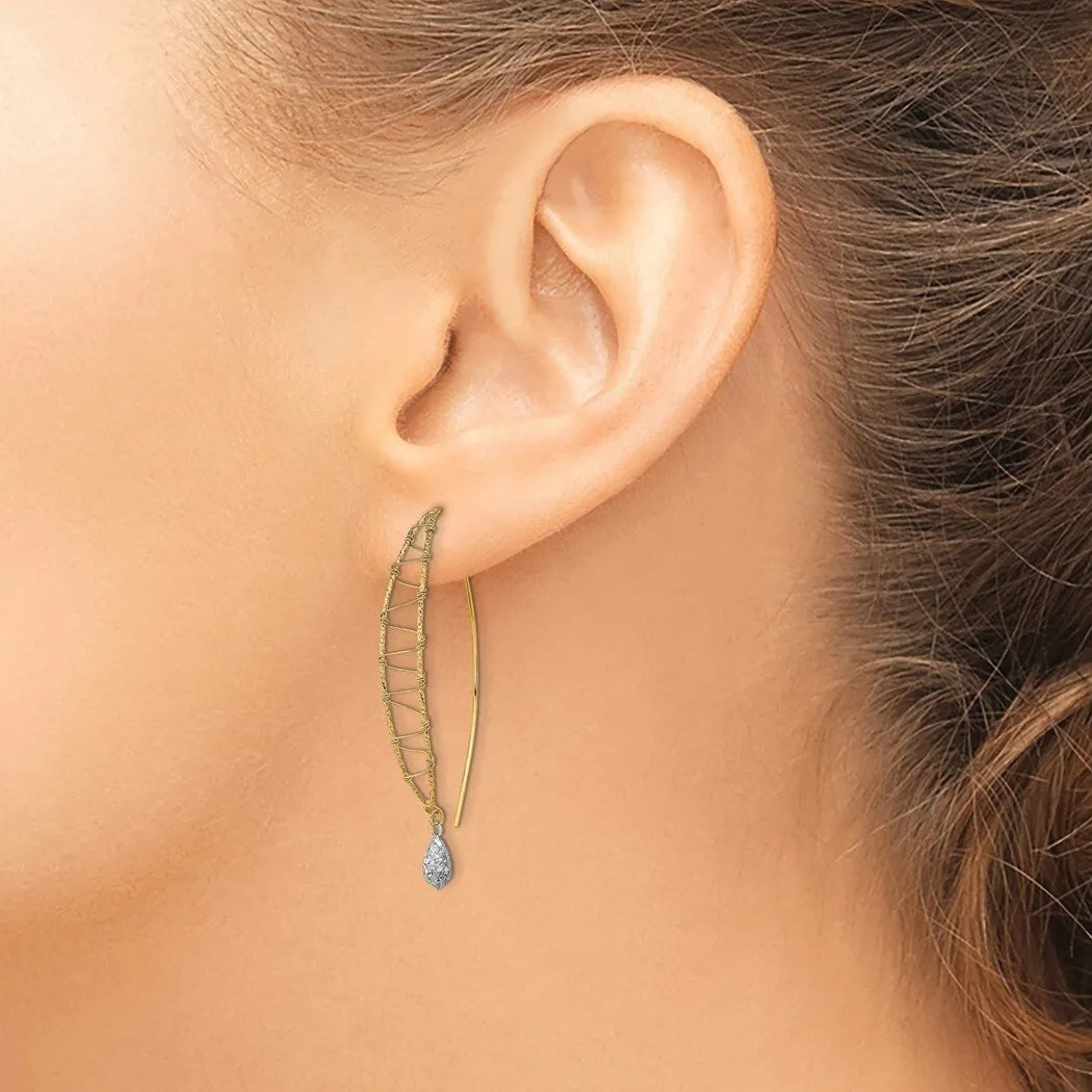 Curata 14k Two tone Gold 47x6mm Wire Wrapped Teardrop Dangle Earrings sold by Zulily product image thumbnail 3