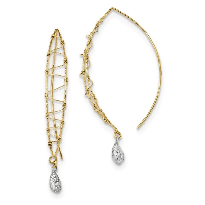 Curata 14k Two tone Gold 47x6mm Wire Wrapped Teardrop Dangle Earrings sold by Zulily