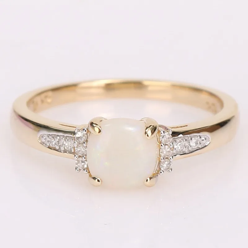 Miadora 10k Yellow Gold Opal and Diamond Accent Halo Engagement Ring sold by Zulily