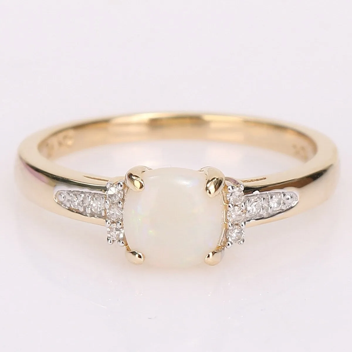 Miadora 10k Yellow Gold Opal and Diamond Accent Halo Engagement Ring sold by Zulily