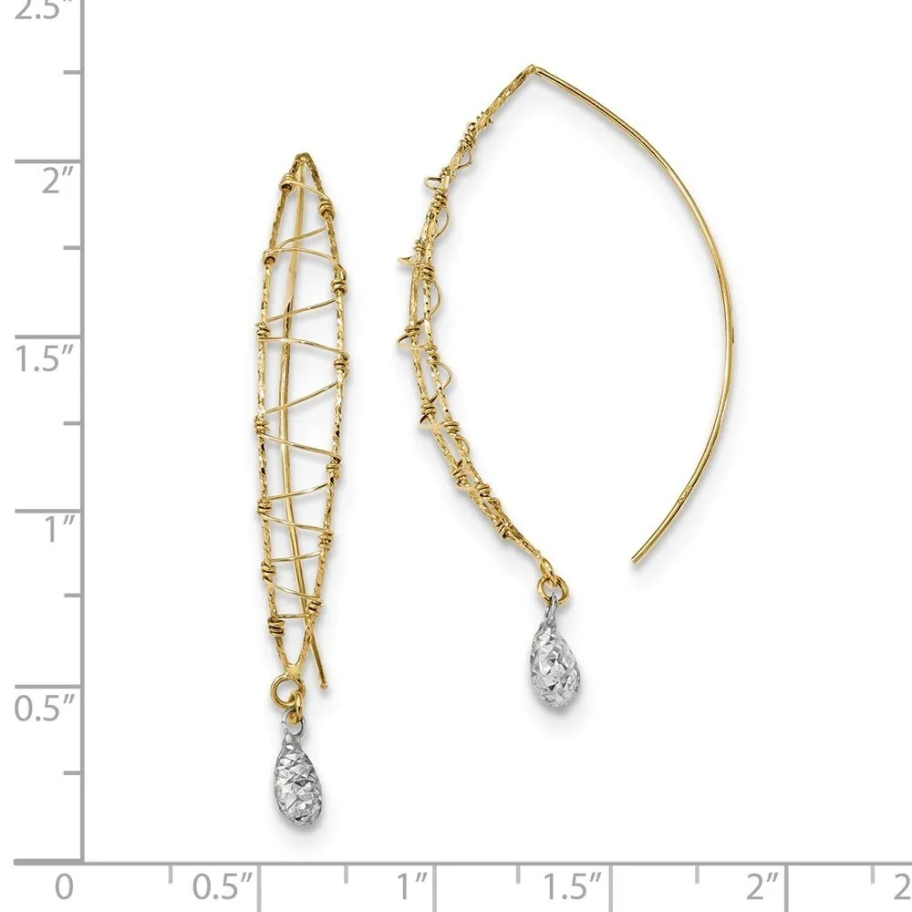 Curata 14k Two tone Gold 47x6mm Wire Wrapped Teardrop Dangle Earrings sold by Zulily product image thumbnail 2