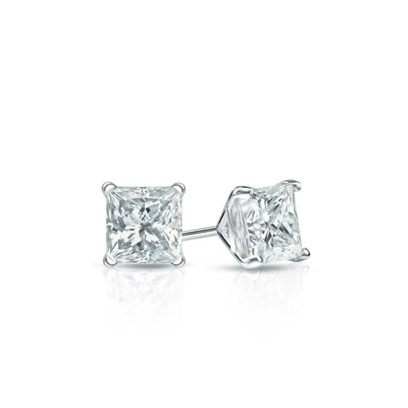 Auriya 14-karat Gold Lab Grown 0.30 carat TDW Princess Diamond Stud Earrings 4-Prong Martini Push-back sold by Zulily