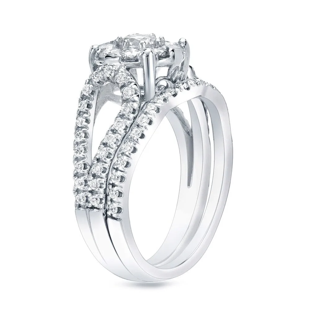 14k Gold 1ct TDW Diamond Halo Engagement Ring Set by Auriya sold by Zulily product image thumbnail 3