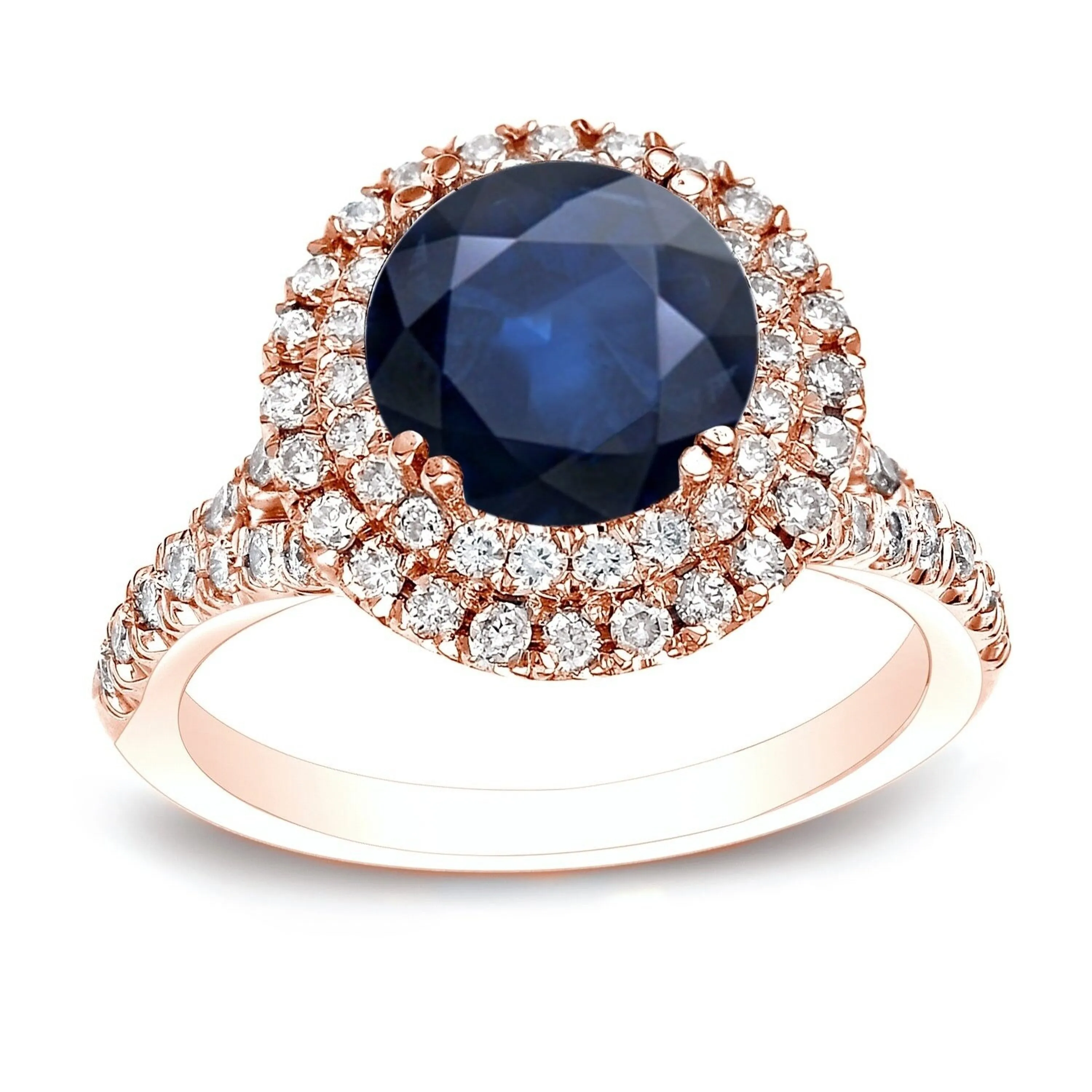 Auriya 14k Gold 1ct Blue Sapphire Double Halo Diamond Engagement Ring 3/5ct TDW sold by Zulily product image thumbnail 4
