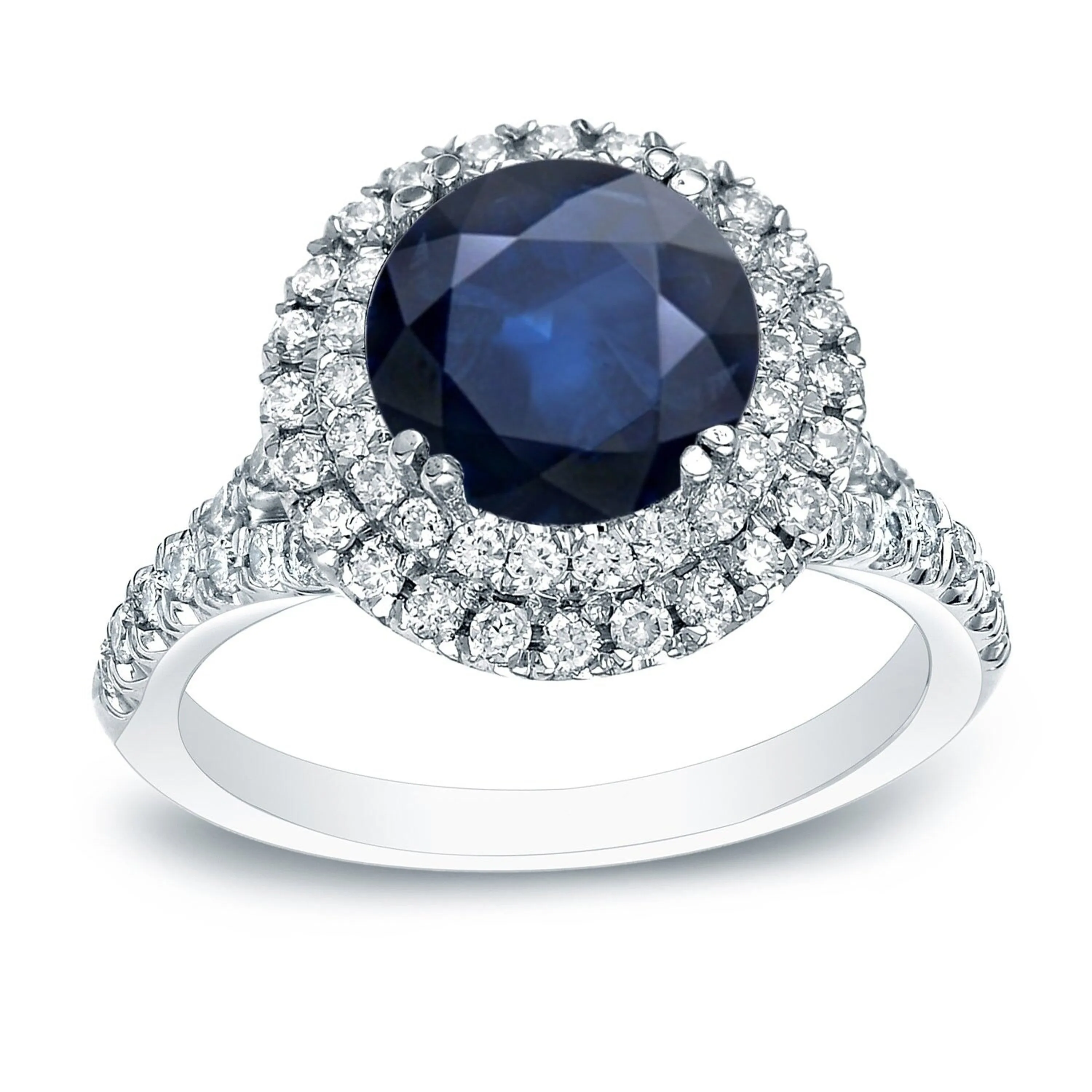 Auriya 14k Gold 1ct Blue Sapphire Double Halo Diamond Engagement Ring 3/5ct TDW sold by Zulily