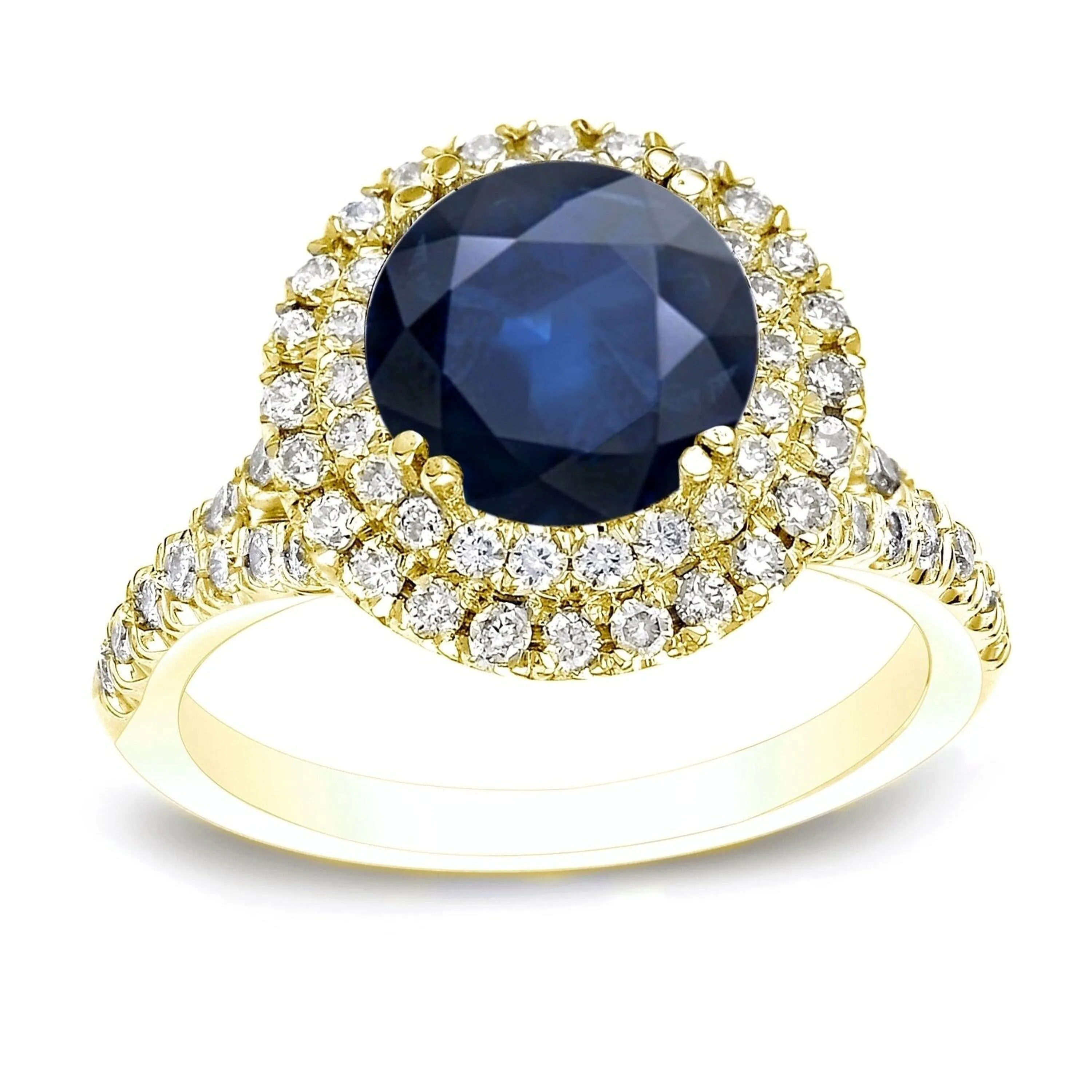 Auriya 14k Gold 1ct Blue Sapphire Double Halo Diamond Engagement Ring 3/5ct TDW sold by Zulily product image thumbnail 3