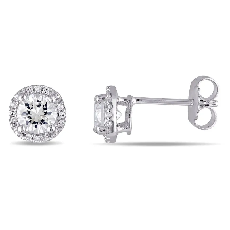 Miadora Sterling Silver Created Sapphire and Diamond Earrings sold by Zulily
