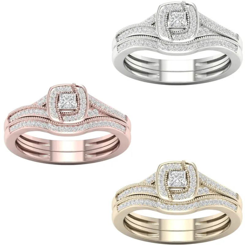 De Couer 10k Gold 1/3ct TDW Diamond Halo Bridal Set sold by Zulily