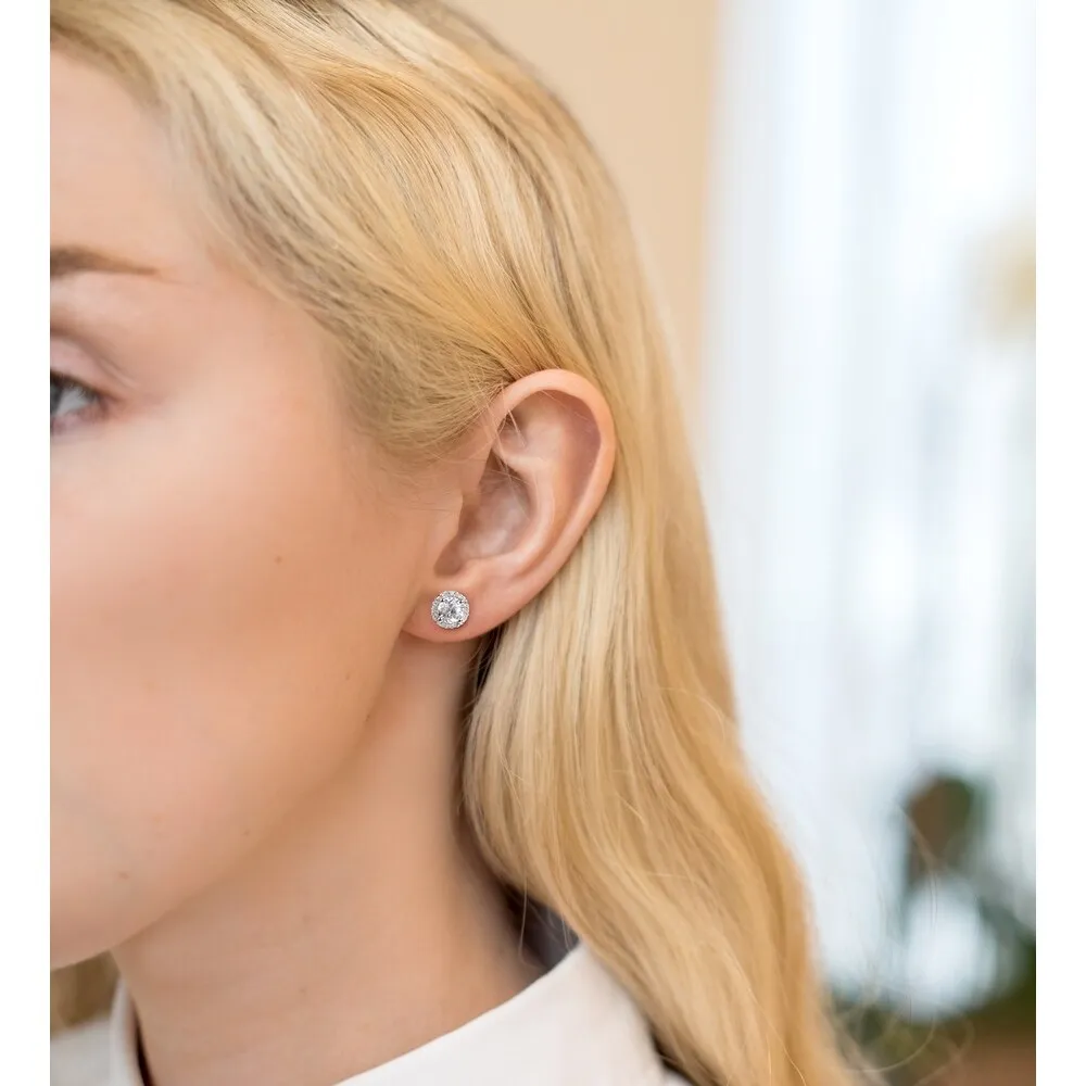 Miadora Sterling Silver Created Sapphire and Diamond Earrings sold by Zulily product image thumbnail 4