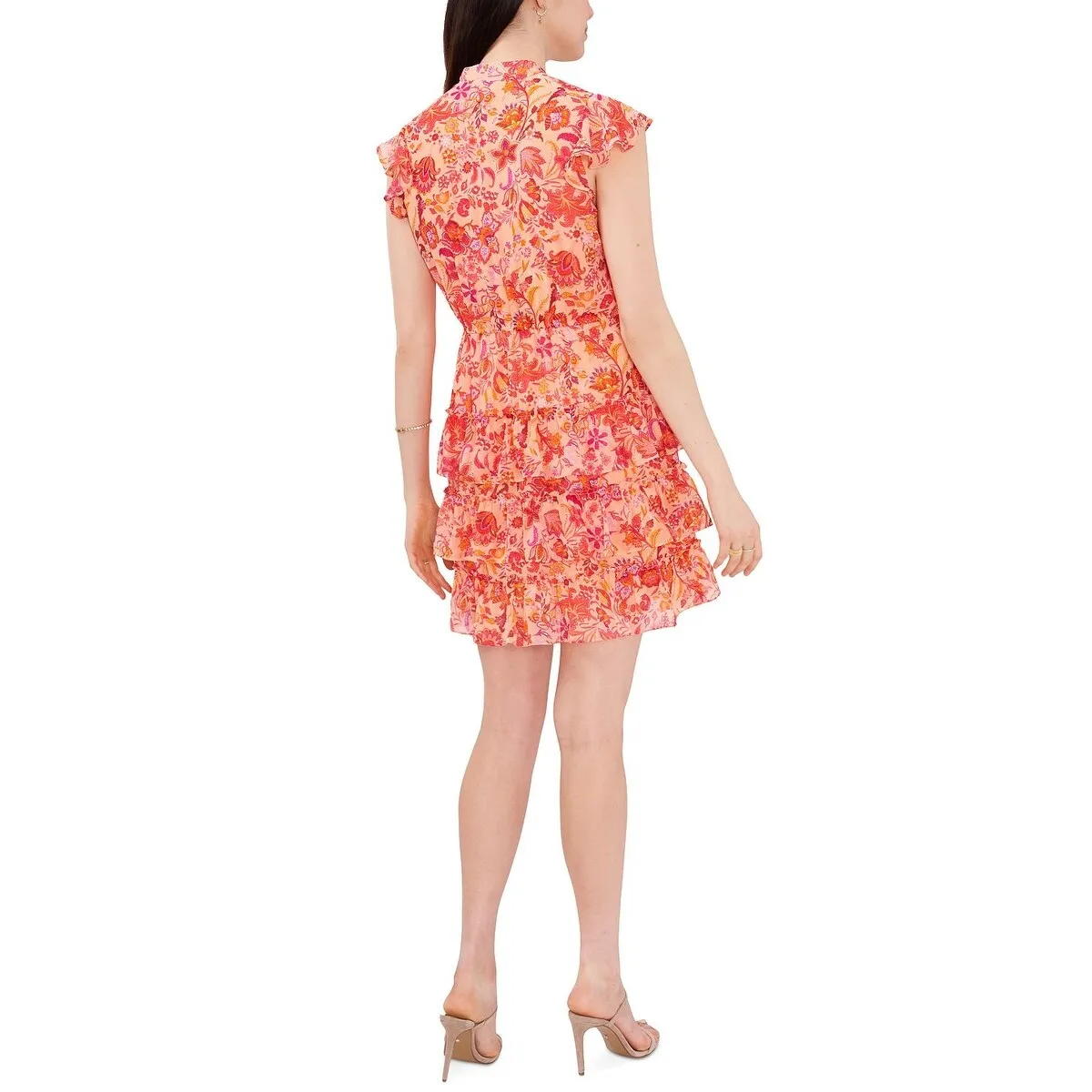 MSK Women's Flutter Sleeve Tiered Dress Orange Size Petite X-Large sold by Zulily product image thumbnail 2