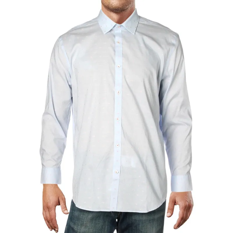 Ryan Seacrest Distinction Men's Cotton Collared Button Down Shirt Blue Size 17/5 36-37 - 17.5X36-37 sold by Zulily