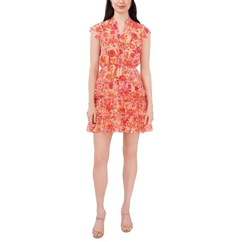 MSK Women's Flutter Sleeve Tiered Dress Orange Size Petite X-Large sold by Zulily