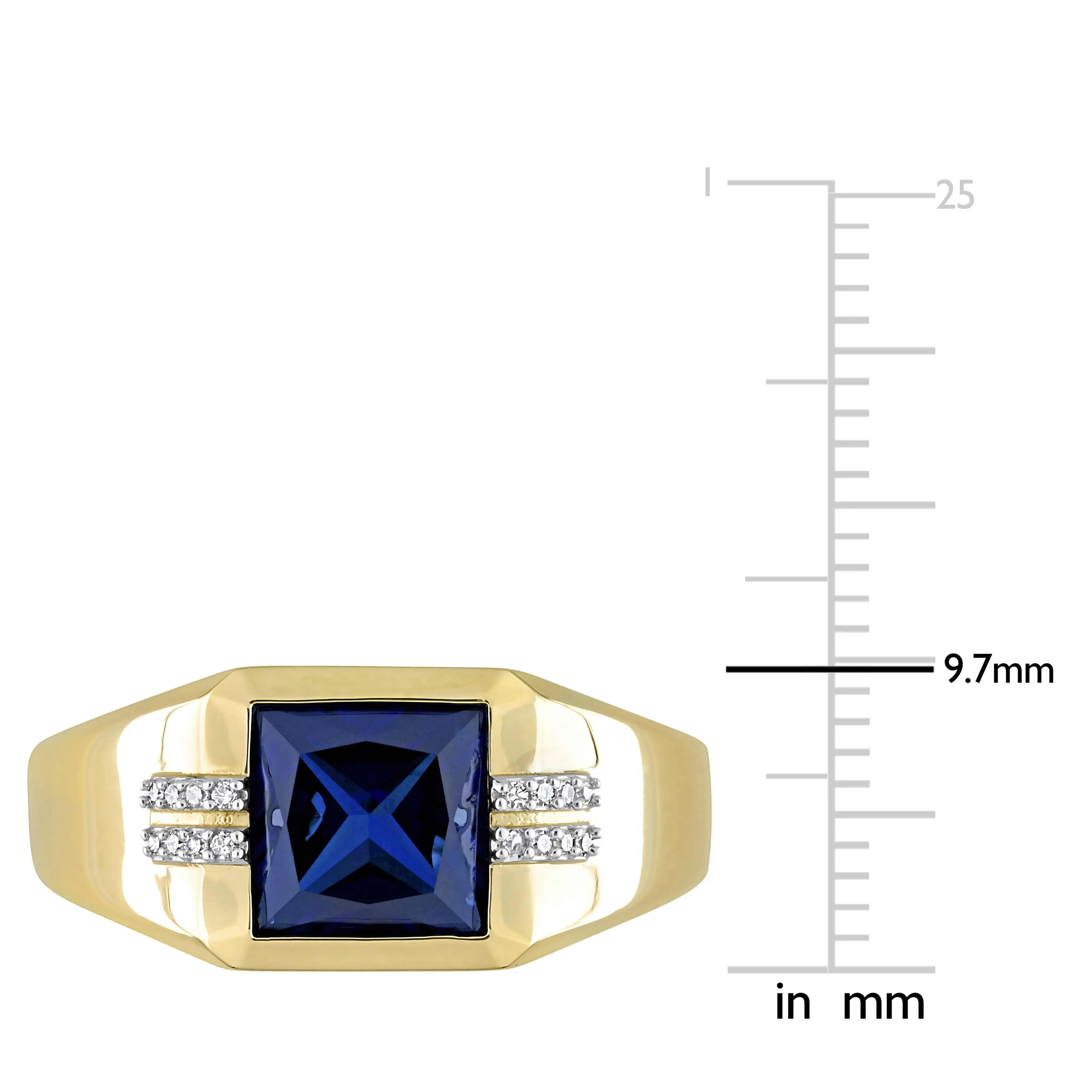 Miadora 3 CT TGW Square Created Blue Sapphire and Diamond Accent Mens Ring in 10k Yellow Gold sold by Zulily product image thumbnail 3