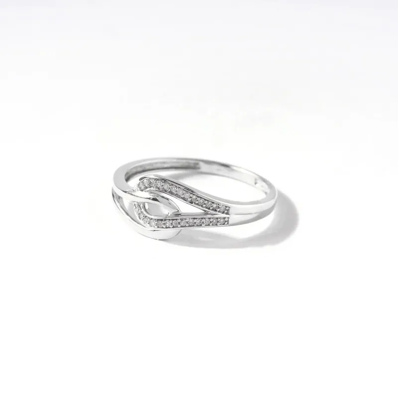 De Couer 10k Gold 1/10ct TDW Diamond Two-side Knot Fashion Ring sold by Zulily