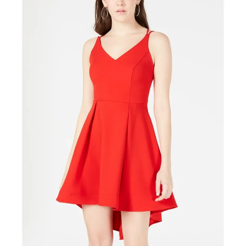 B Darlin Women's Solid Spaghetti Strap V Neck Short Fit + Flare Dress Red Size 5 sold by Zulily