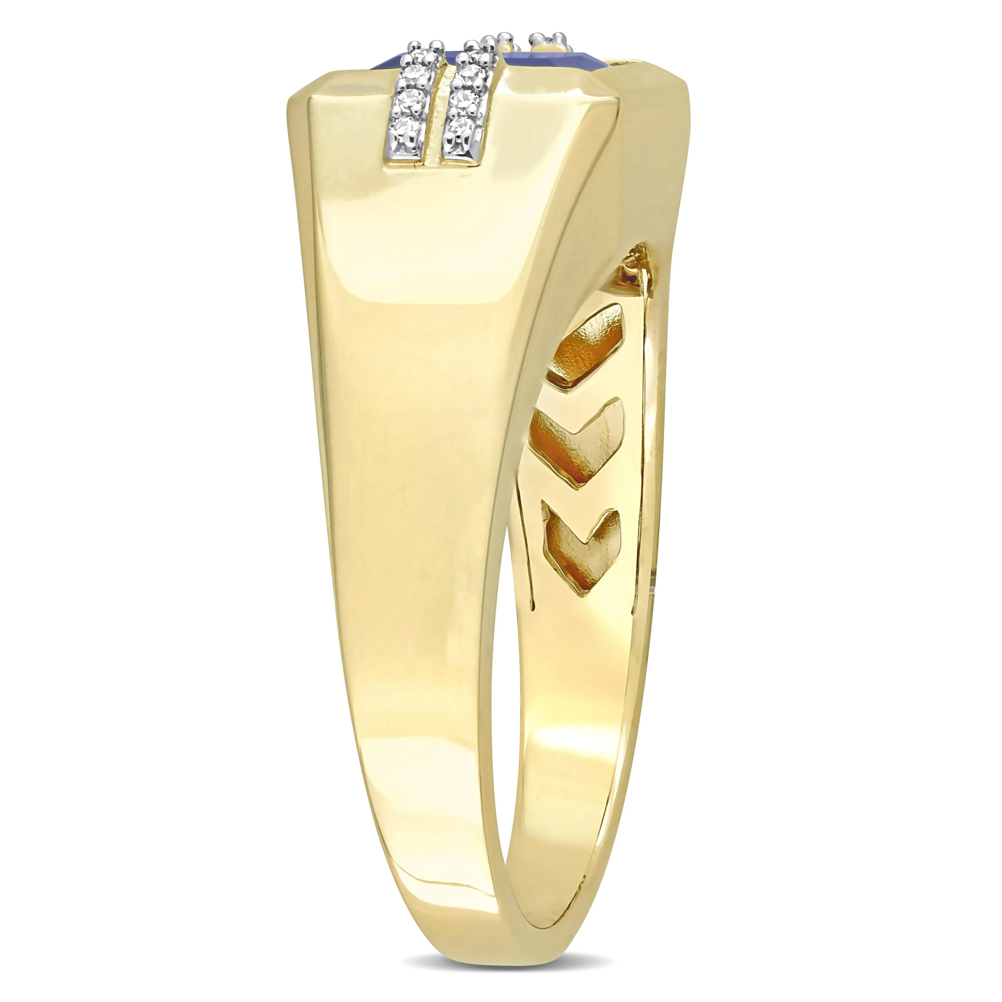 Miadora 3 CT TGW Square Created Blue Sapphire and Diamond Accent Mens Ring in 10k Yellow Gold sold by Zulily product image thumbnail 2