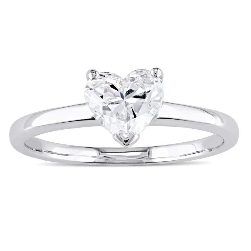 Miadora Signature Collection 14k White Gold 1ct TDW Heart-Cut Diamond Solitaire Engagement Ring sold by Zulily