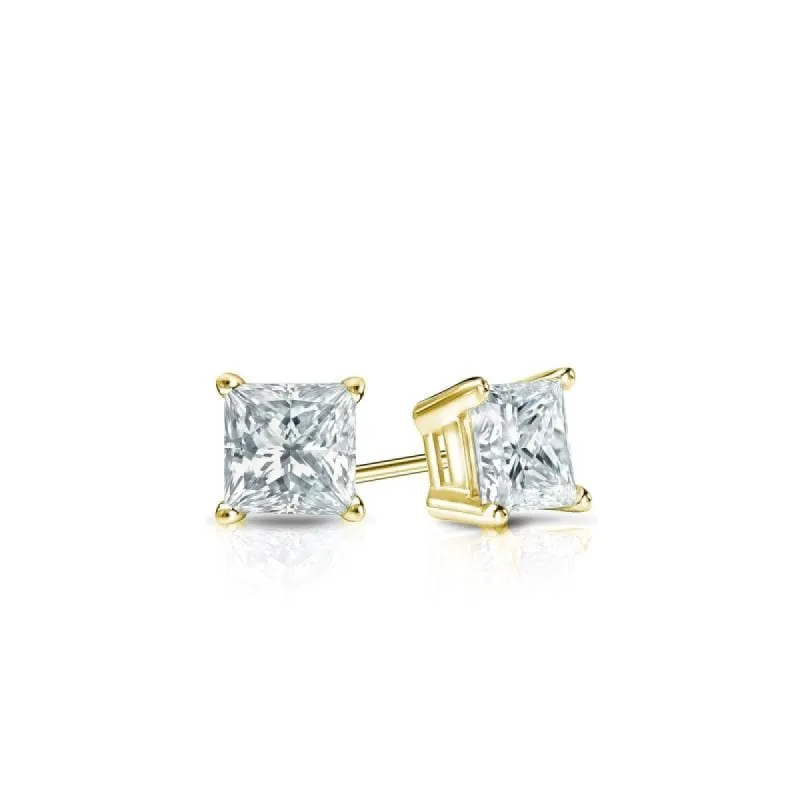 Auriya 14-karat Gold Lab Grown 8.00 carat TDW Princess Diamond Stud Earrings 4-Prong Basket Push-back sold by Zulily