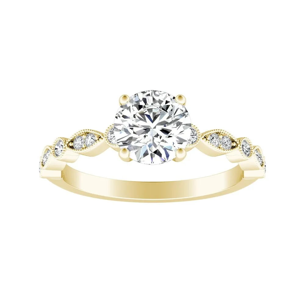 Auriya 14k Gold Vintage 1ct Round Moissanite Engagement Ring sold by Zulily product image thumbnail 3