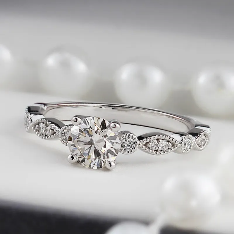 Auriya 14k Gold Vintage 1ct Round Moissanite Engagement Ring sold by Zulily