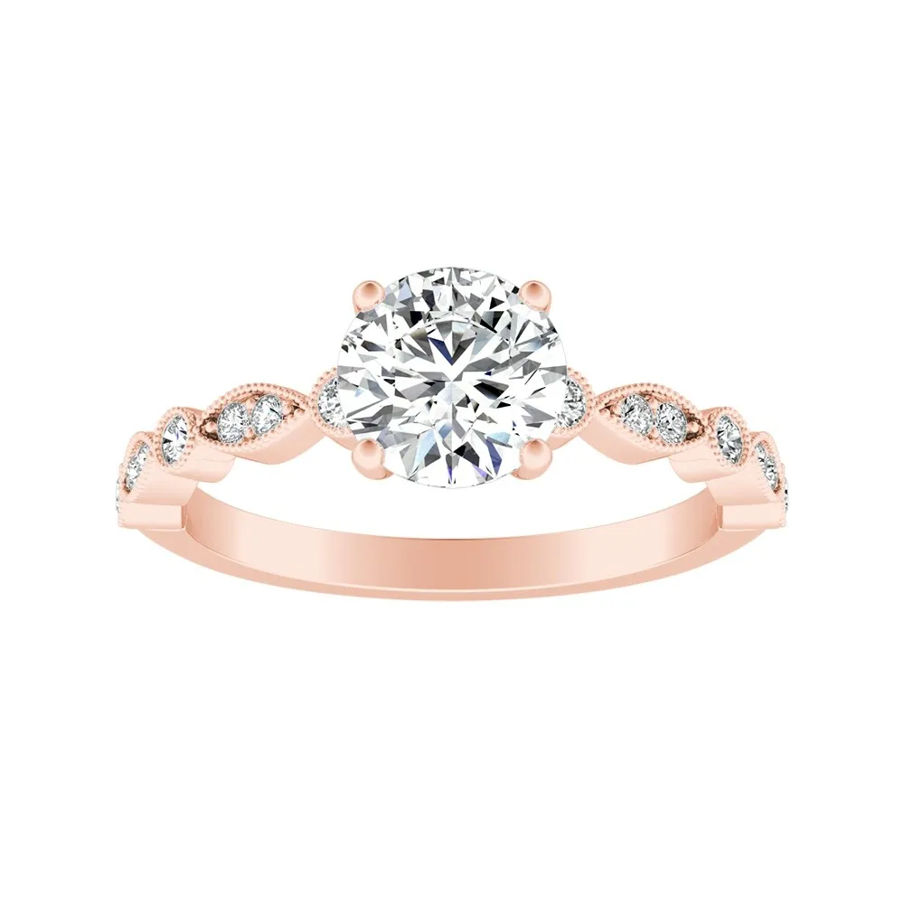 Auriya 14k Gold Vintage 1ct Round Moissanite Engagement Ring sold by Zulily product image thumbnail 4