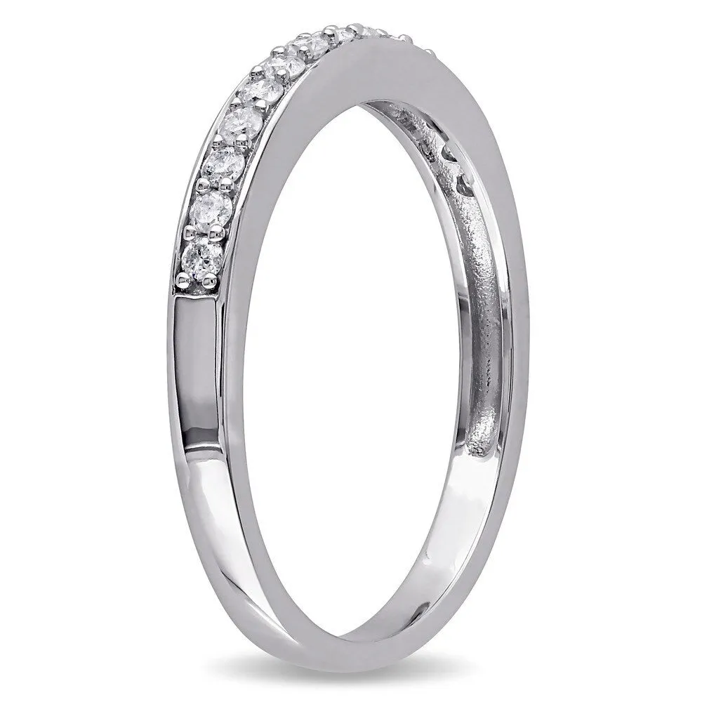 Miadora 10k White Gold 1/4ct TDW Diamond Anniversary Stackable Wedding Band Ring sold by Zulily product image thumbnail 4