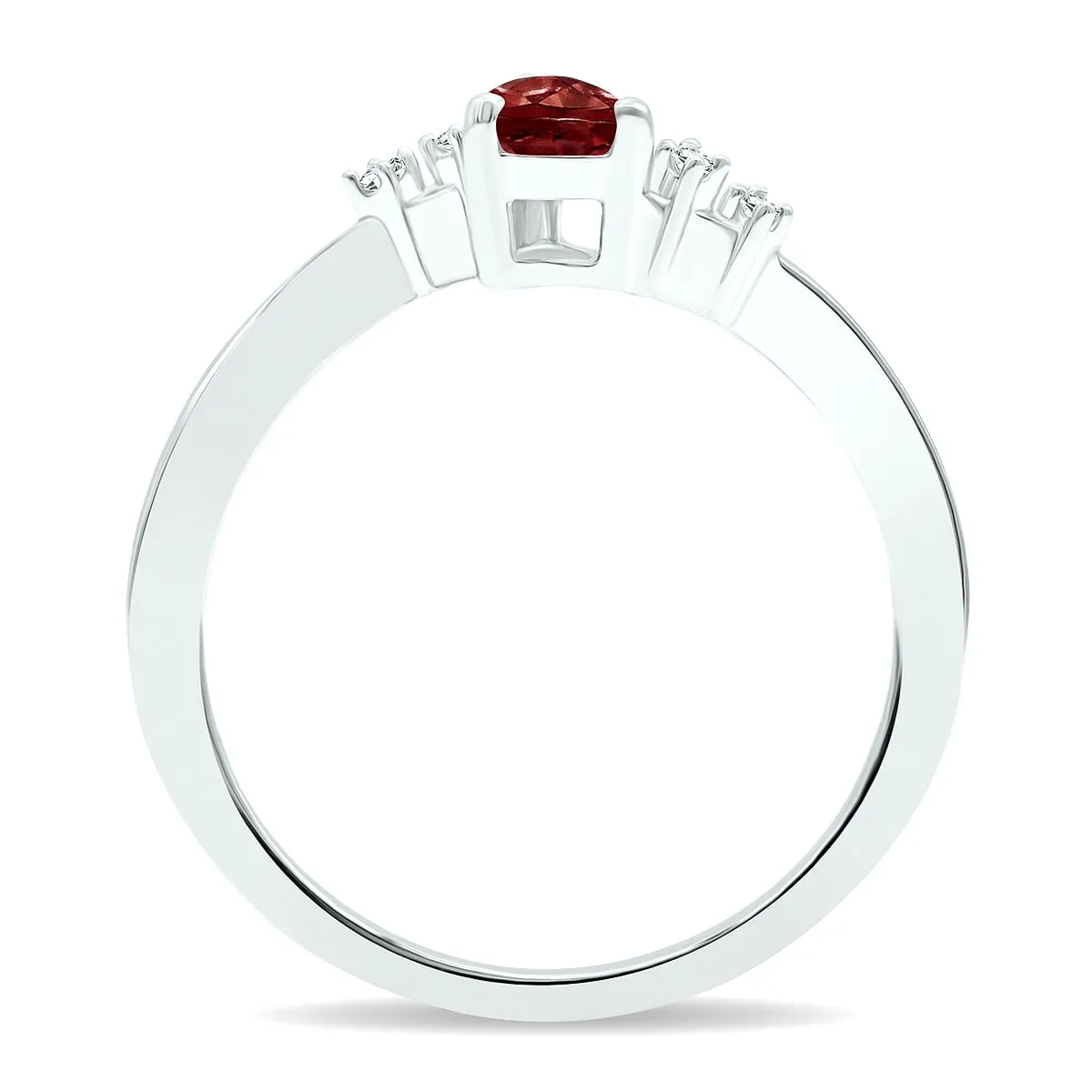 Women's Garnet and Diamond Wave Ring in 10K White Gold sold by Zulily product image thumbnail 3
