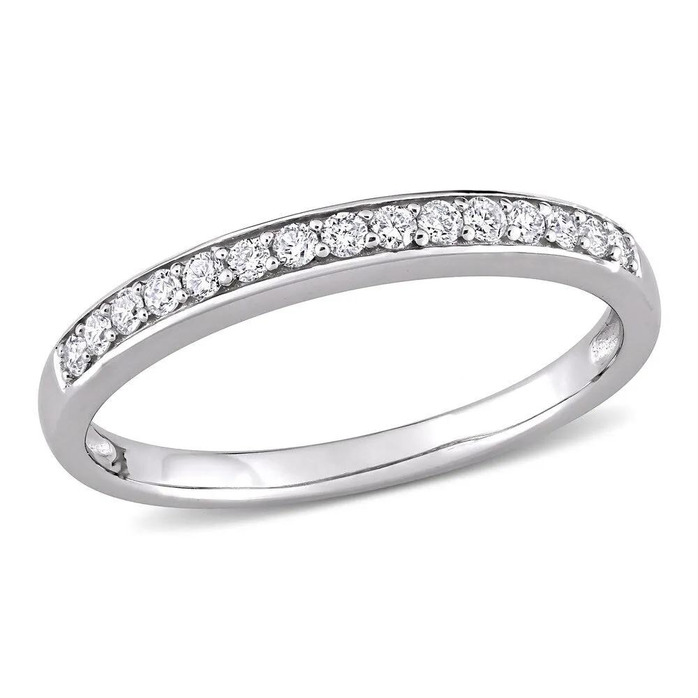 Miadora 10k White Gold 1/4ct TDW Diamond Anniversary Stackable Wedding Band Ring sold by Zulily product image thumbnail 3