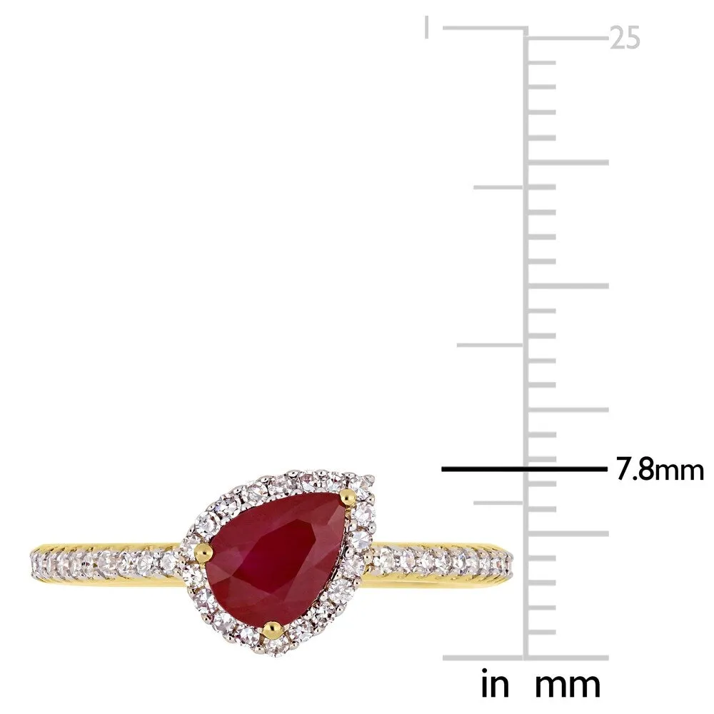 Miadora Yellow Gold Ruby & 1/5ct TDW Diamond Teardrop Halo Ring sold by Zulily product image thumbnail 4