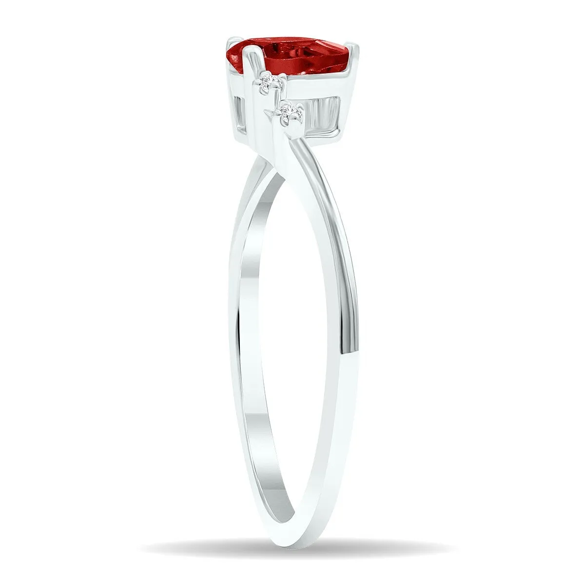 Women's Garnet and Diamond Wave Ring in 10K White Gold sold by Zulily product image thumbnail 2