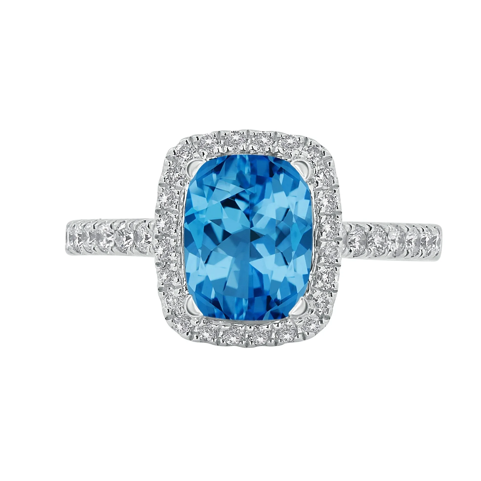 Auriya 1 7/8ct Cushion-cut Swiss Blue Topaz and Halo Diamond Engagement Ring 3/8ctw 14k Gold sold by Zulily product image thumbnail 2