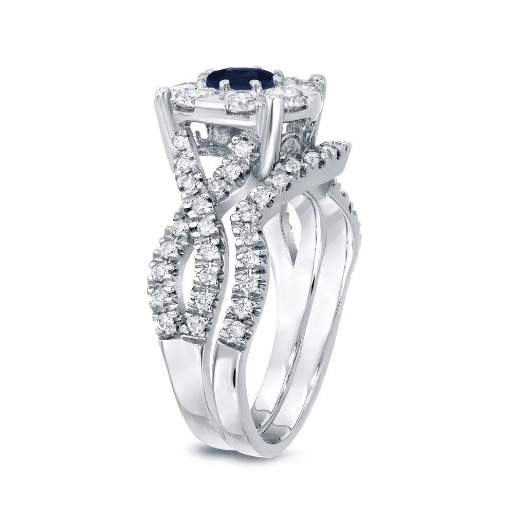 Auriya 1/3ct Blue Sapphire and 7/8ctw Braided Infinity Diamond Engagement Ring Set 14k Gold sold by Zulily product image thumbnail 5