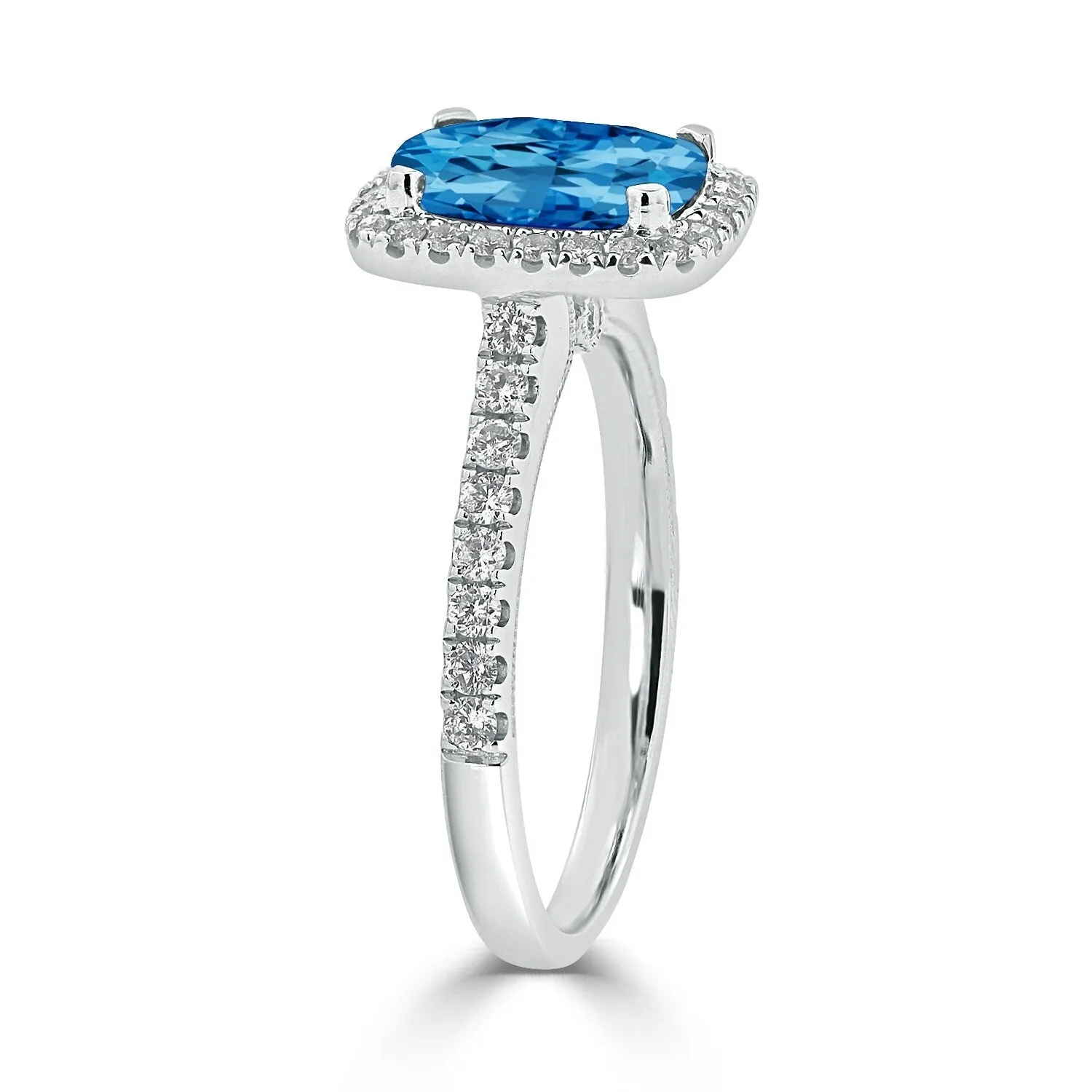 Auriya 1 7/8ct Cushion-cut Swiss Blue Topaz and Halo Diamond Engagement Ring 3/8ctw 14k Gold sold by Zulily product image thumbnail 4