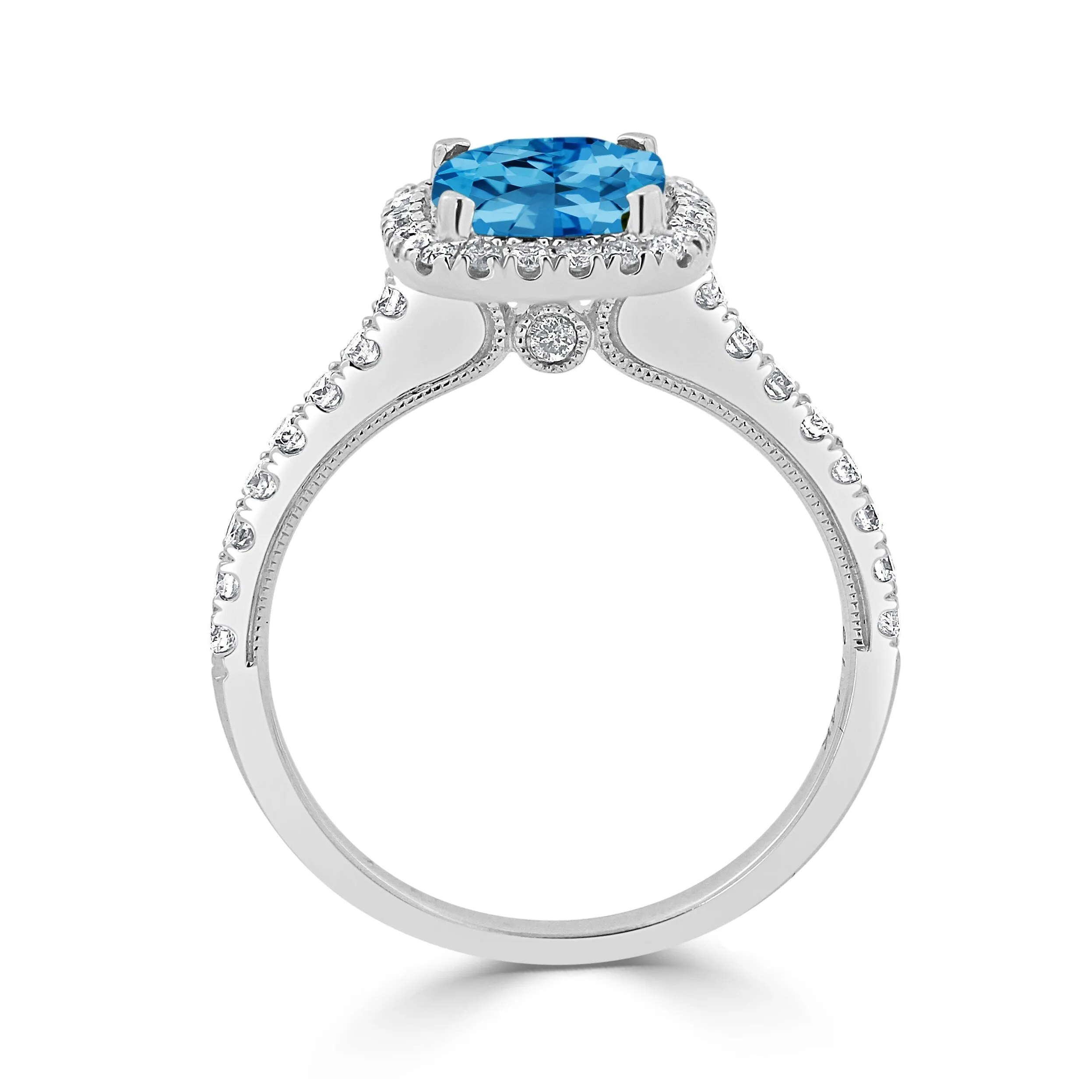 Auriya 1 7/8ct Cushion-cut Swiss Blue Topaz and Halo Diamond Engagement Ring 3/8ctw 14k Gold sold by Zulily product image thumbnail 5