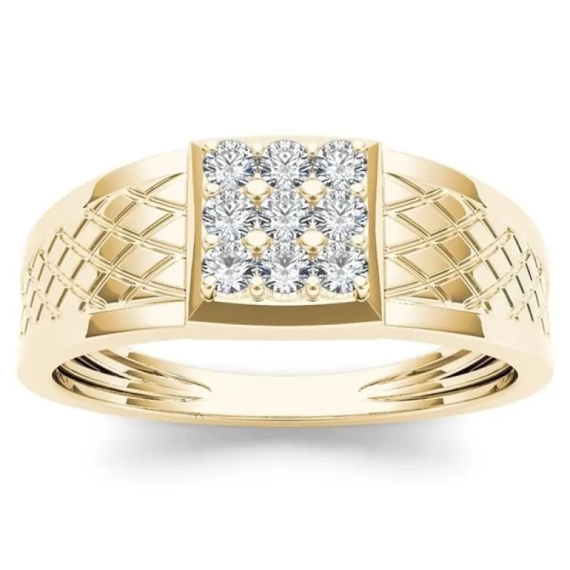 De Couer IGI Certified 10k Yellow Gold 1/3ct TDW Diamond Men's Cluster Ring sold by Zulily