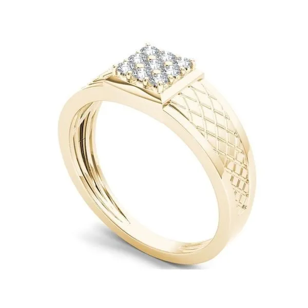 De Couer IGI Certified 10k Yellow Gold 1/3ct TDW Diamond Men's Cluster Ring sold by Zulily product image thumbnail 3