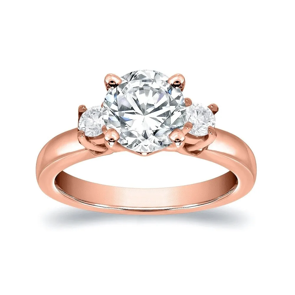Auriya 14k Gold 1 1/2ct Moissanite and Diamond 3-Stone Engagement Ring 2/5ctw sold by Zulily product image thumbnail 3