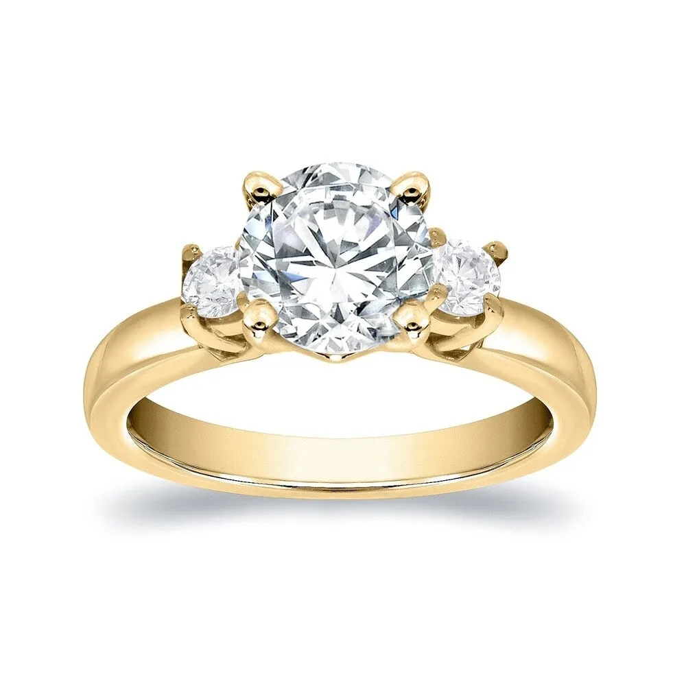 Auriya 14k Gold 1 1/2ct Moissanite and Diamond 3-Stone Engagement Ring 2/5ctw sold by Zulily product image thumbnail 2