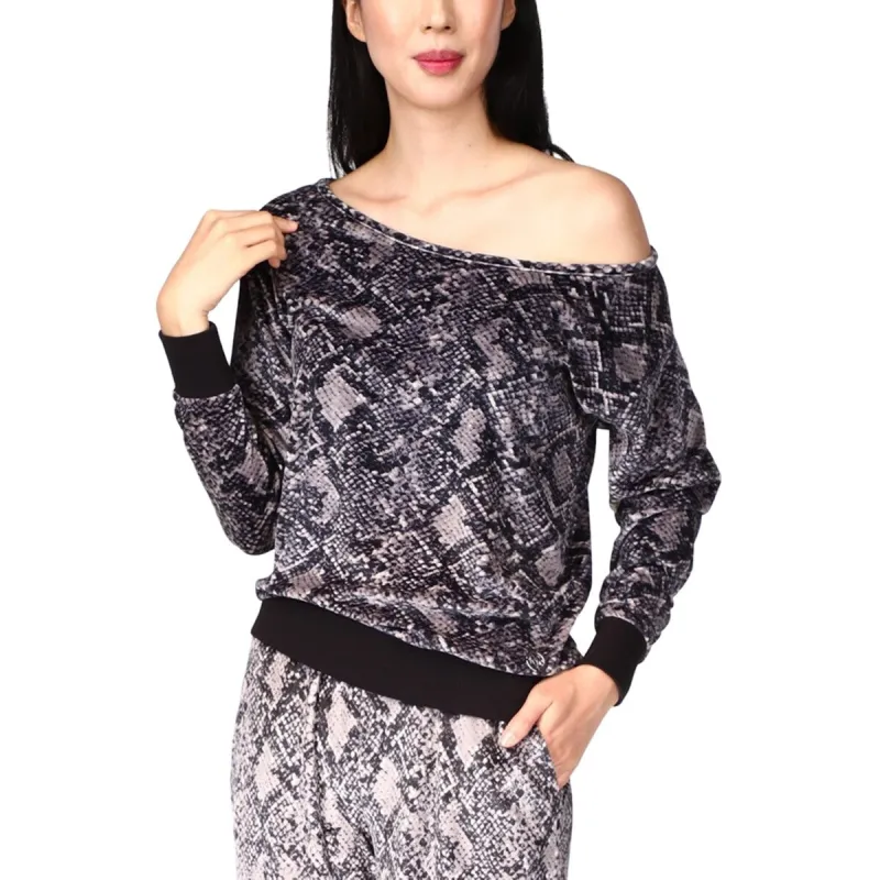 Michael Kors Women's Snake Print Off The Shoulder Top Black Size Large sold by Zulily