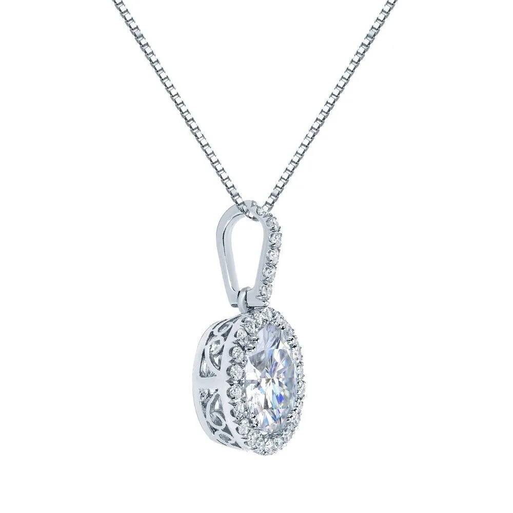 Auriya 14k Gold 4ct Halo Moissanite and Diamond Necklace 1/3ct TDW sold by Zulily product image thumbnail 4