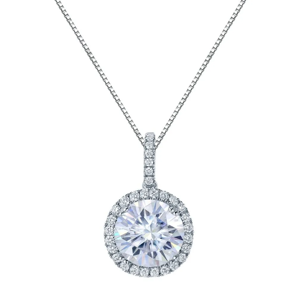 Auriya 14k Gold 4ct Halo Moissanite and Diamond Necklace 1/3ct TDW sold by Zulily