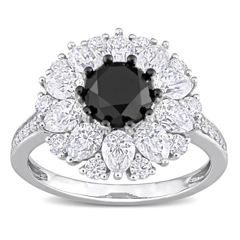 Miadora 10k White Gold 1 1/2ct TDW Black Diamond & Created White Moissanite Halo Engagement ring sold by Zulily