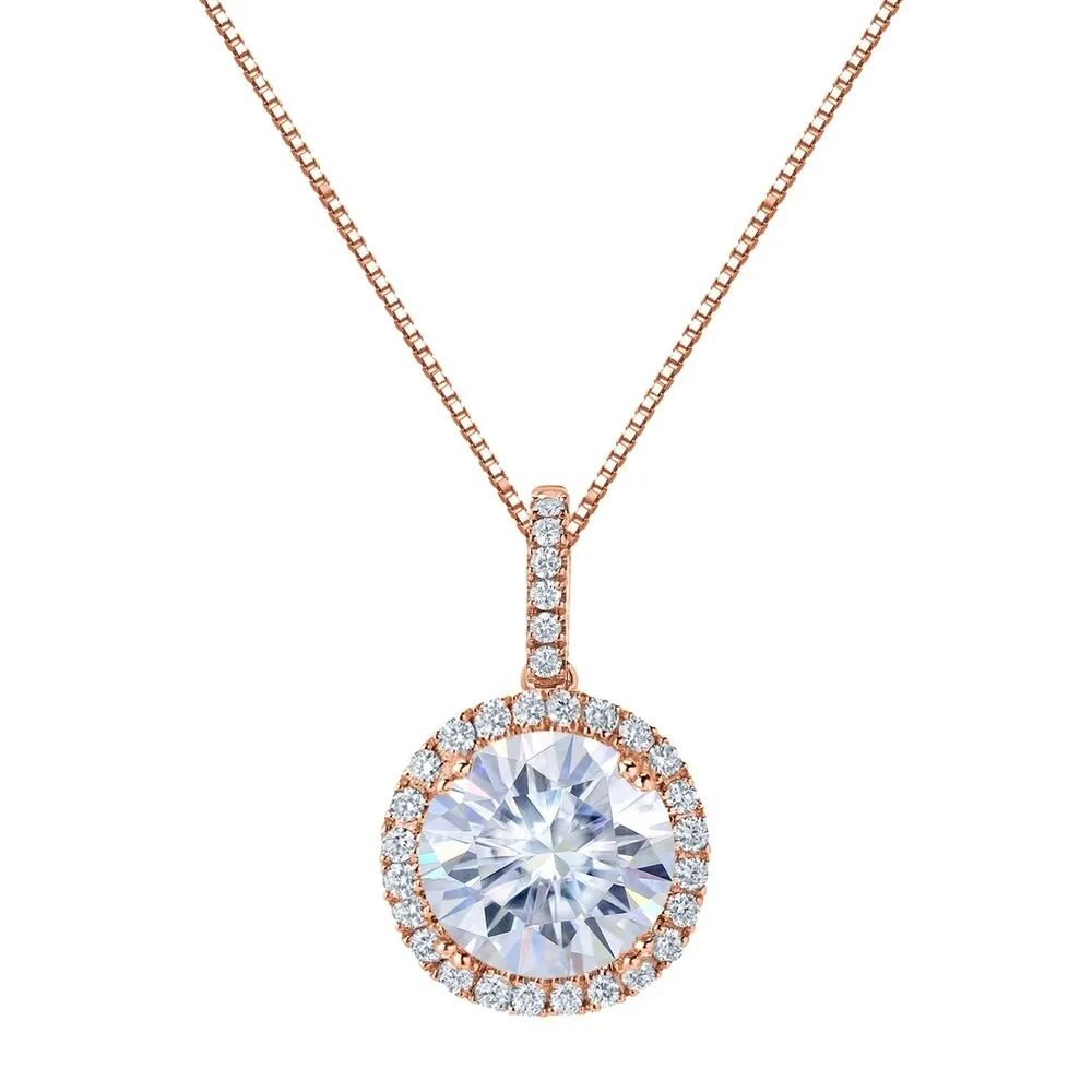 Auriya 14k Gold 4ct Halo Moissanite and Diamond Necklace 1/3ct TDW sold by Zulily product image thumbnail 3