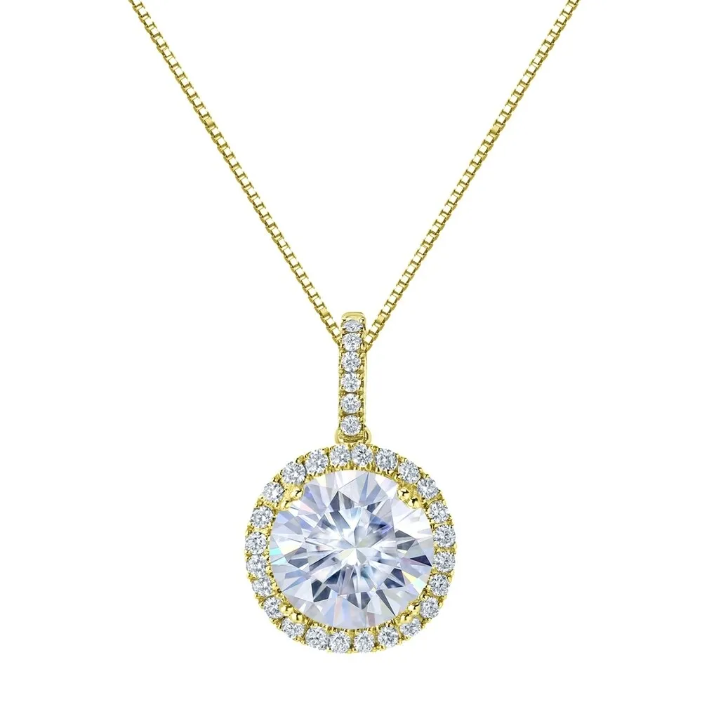 Auriya 14k Gold 4ct Halo Moissanite and Diamond Necklace 1/3ct TDW sold by Zulily product image thumbnail 2
